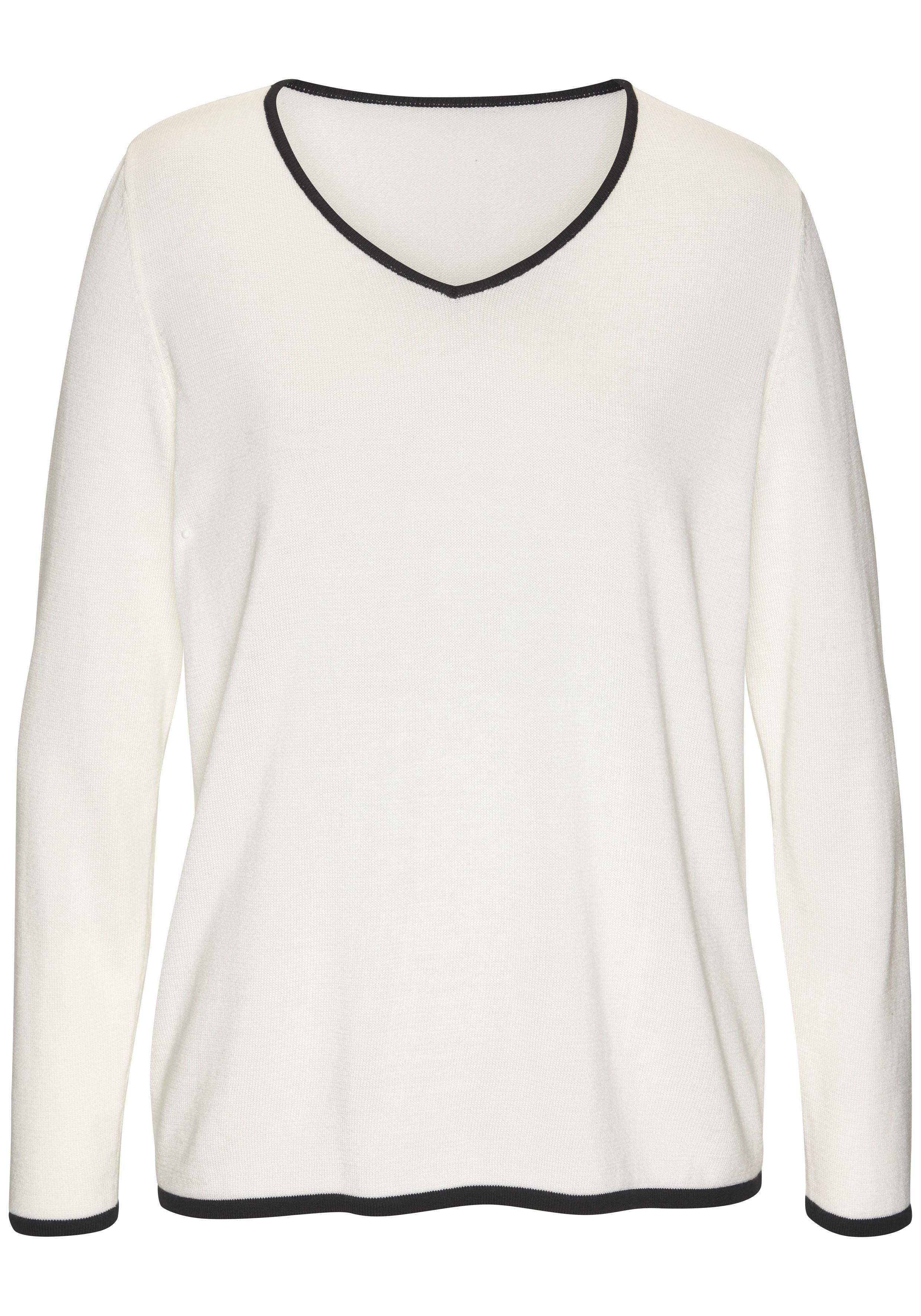 Vivance V-Ausschnitt-Pullover mit Kontrastkanten, casual günstig online kaufen