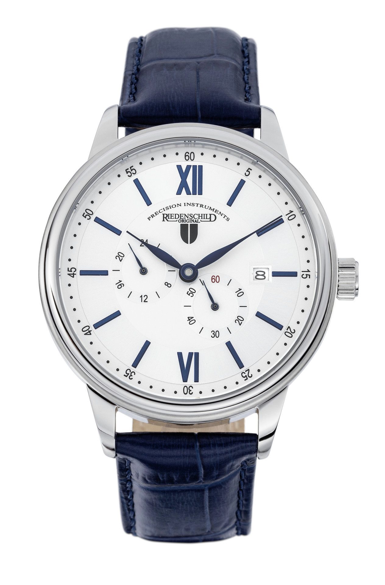 Automatikuhr RS7606-04 Herrenuhr – Silbern mit blauem Lederband, 42 mm RS7606-04