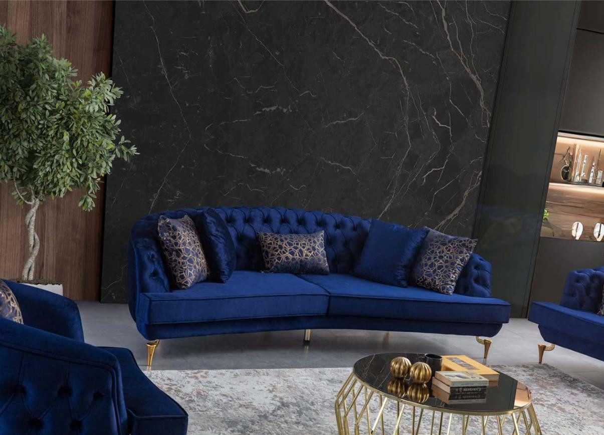 Xlmoebel 4-Sitzer Moderne blaue Couchgarnitur aus hochwertigem Textil, Hergestellt in Europa