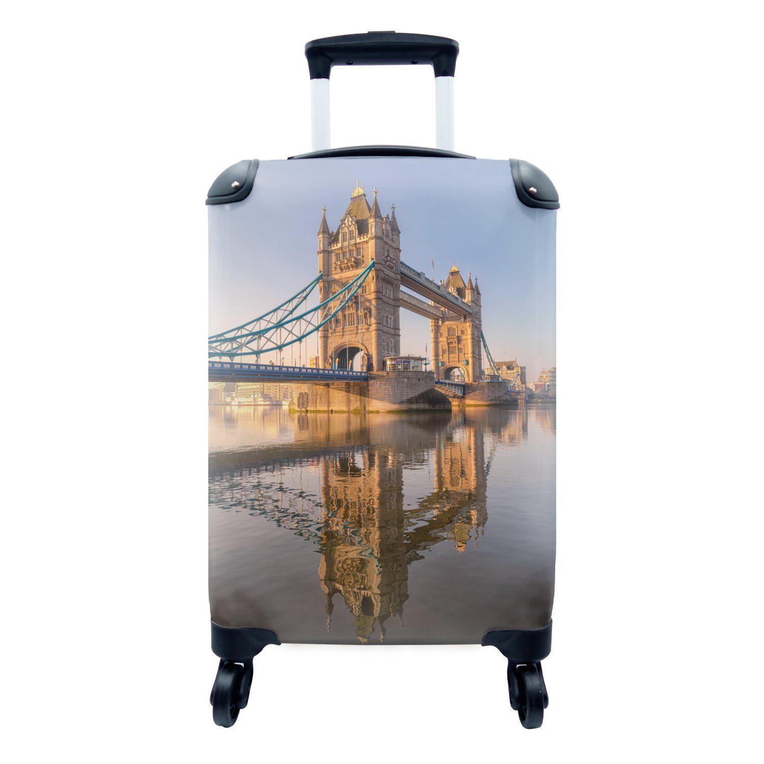 MuchoWow Handgepäckkoffer Sonnenaufgang über der Tower Bridge in London, 4 Rollen, Reisetasche mit rollen, Handgepäck für Ferien, Trolley, Reisekoffer