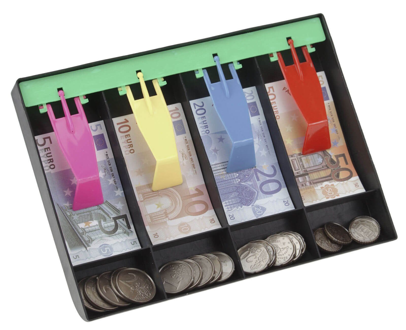 Otto Simon Spielgeld Euro Spielgeld Set mit Geldlade Kinder Kaufladen Scheine Münzen, mit Kreditkarte, Scheine, Münzen