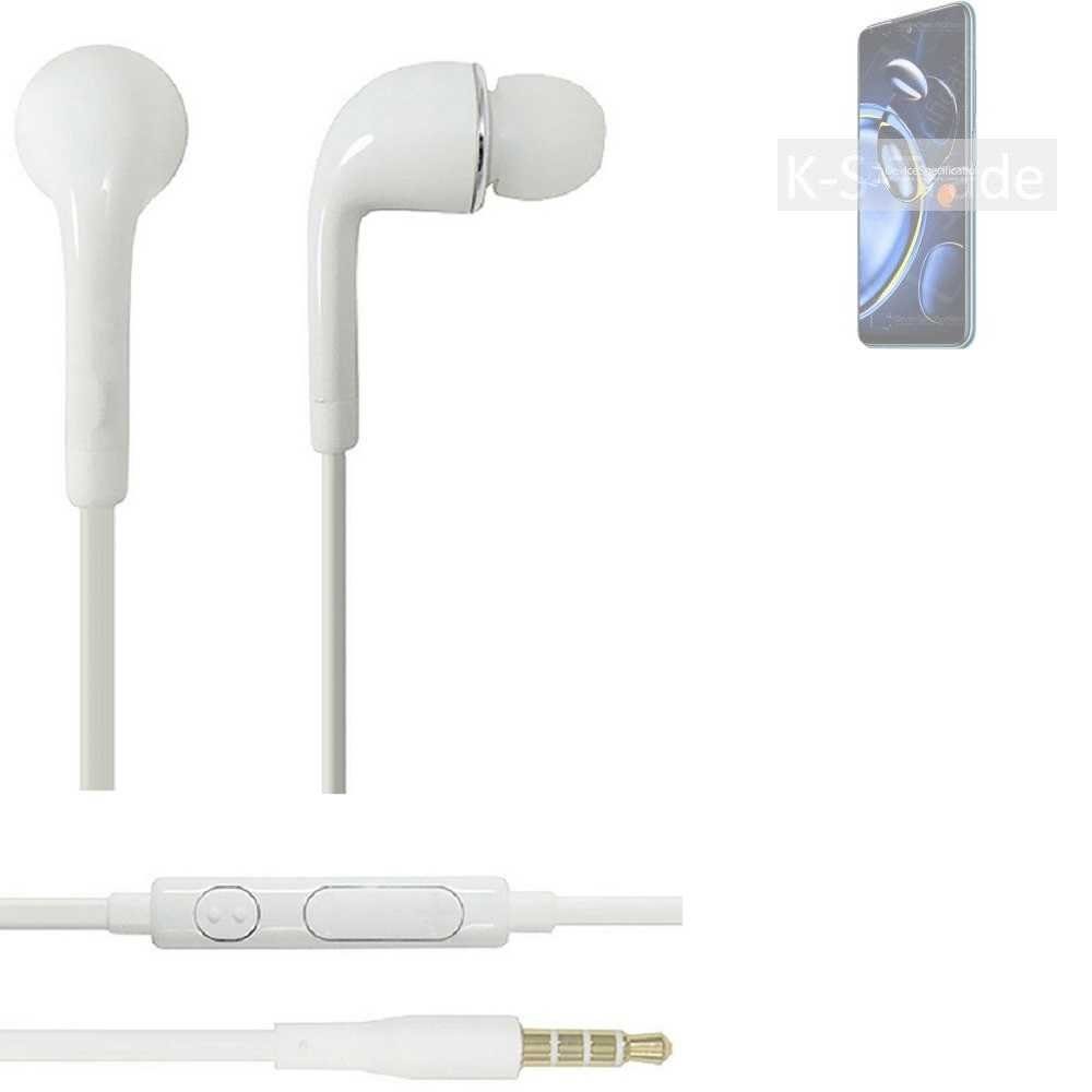 K-S-Trade für Note u 11SE weiß (Kopfhörer Lautstärkeregler mit Xiaomi Redmi Mikrofon Headset In-Ear-Kopfhörer 3,5mm)