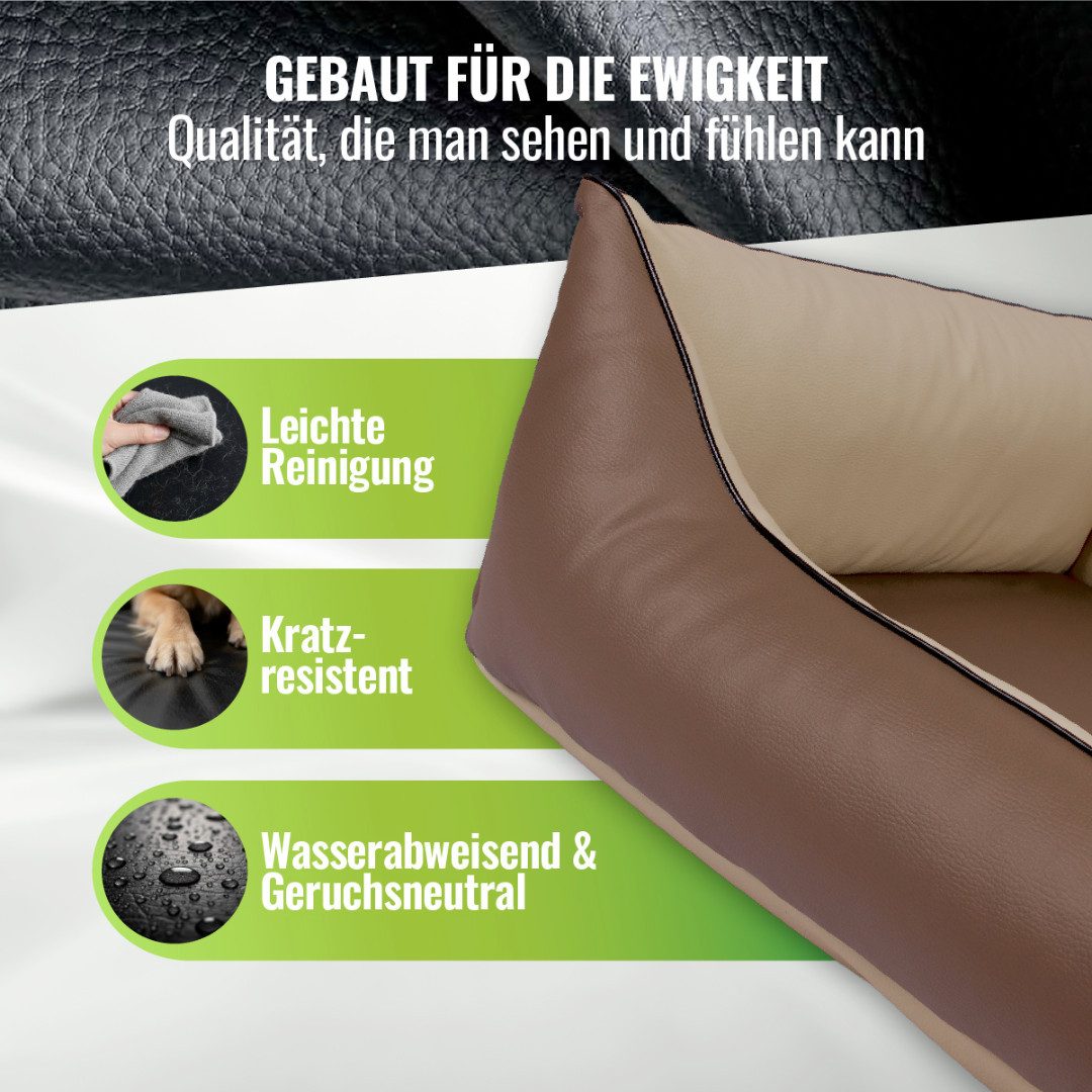CopcoPet Tierbett Orthopädisches Hundebett / Wendebett Kleine bis Große Hunde, Kunstleder