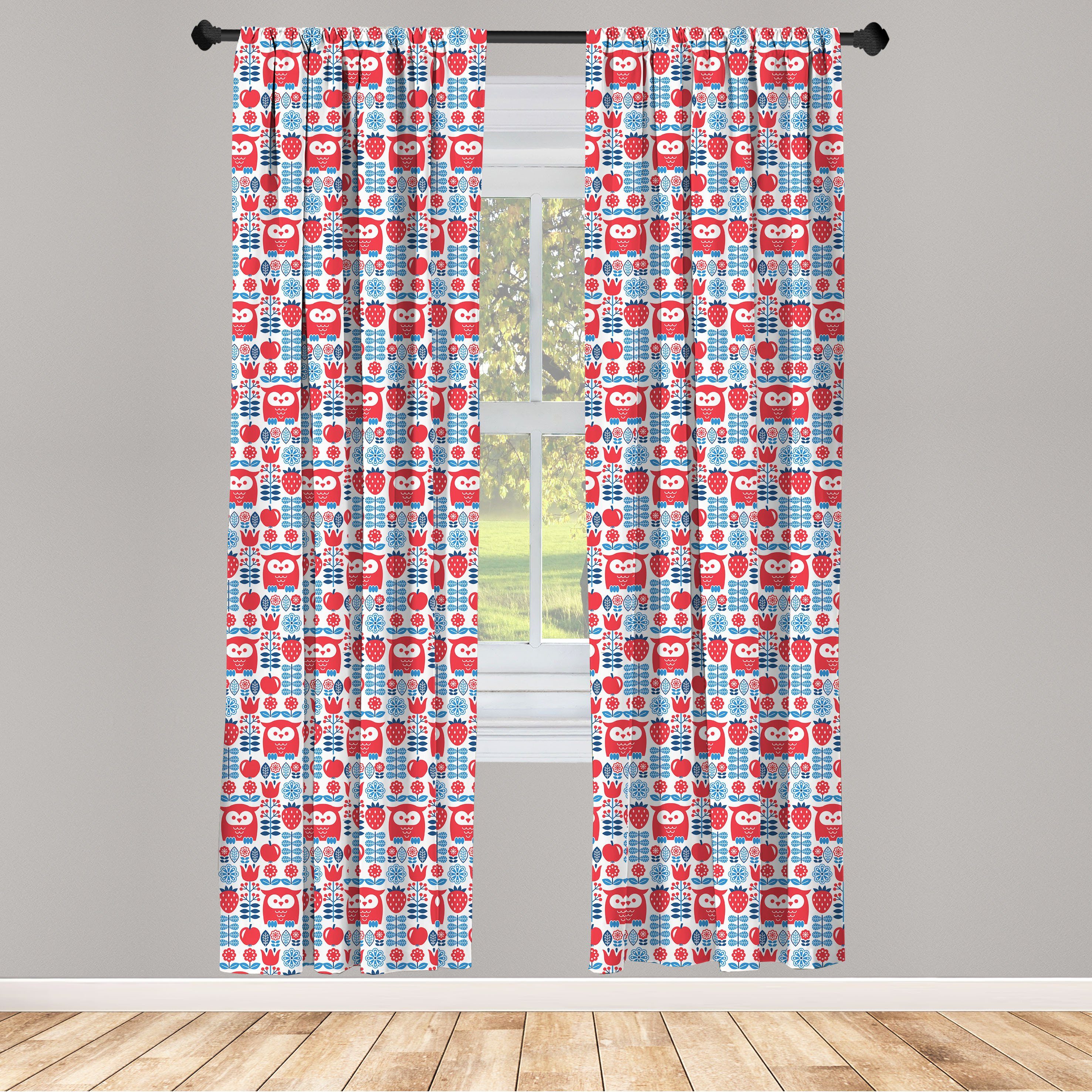 norwegisch Abakuhaus, Dekor, mit für Microfaser, Vorhang Gardine Art Eulenmotiv Wohnzimmer Schlafzimmer Floral
