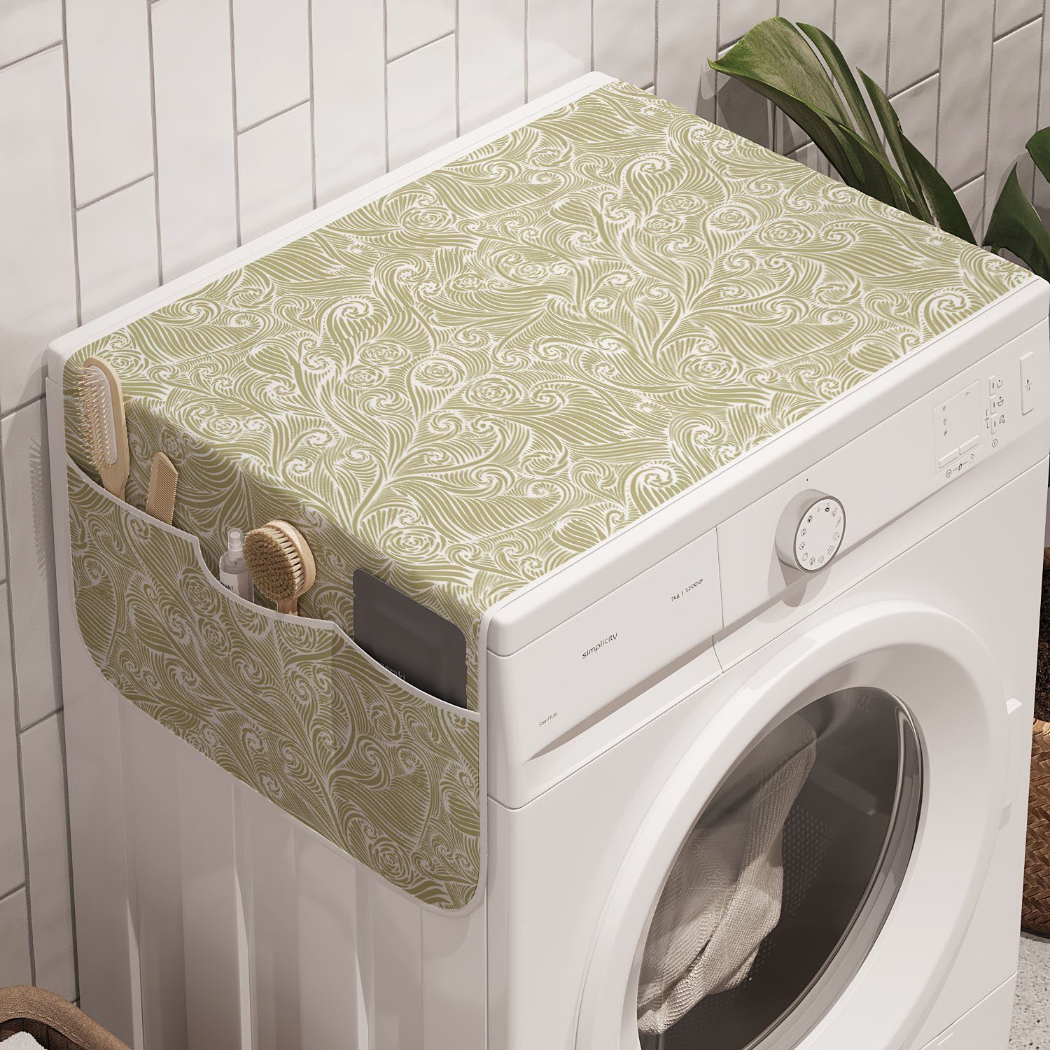 Jahrgang wirbelt Kurven Abakuhaus Waschmaschine Anti-Rutsch-Stoffabdeckung Antike Trockner, für Badorganizer und