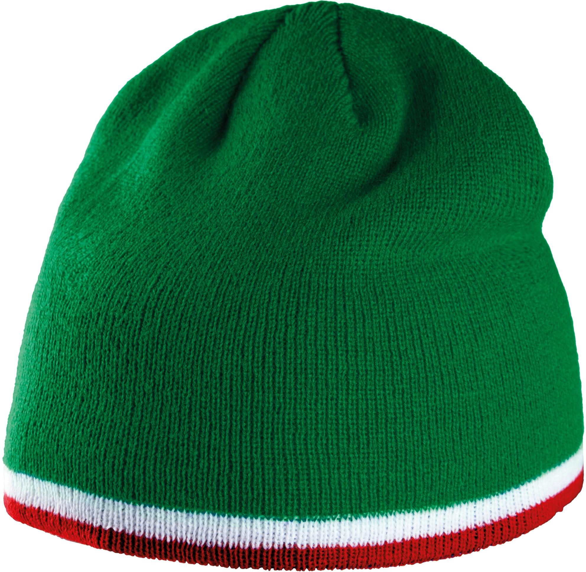 Bommelmütze Beanie Mütze mit Kontrastrand