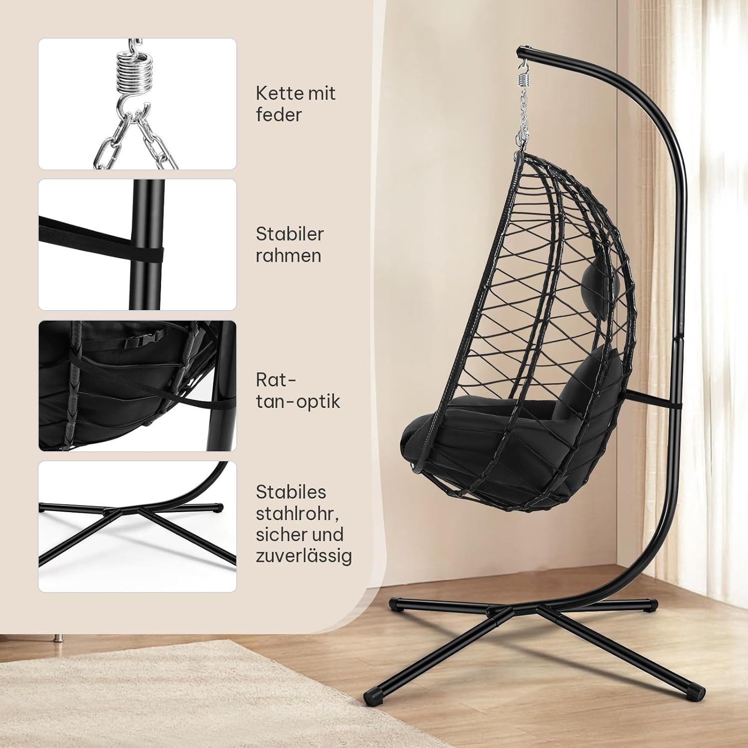 EUGAD Hängesessel (1-St), mit Relaxfunktion