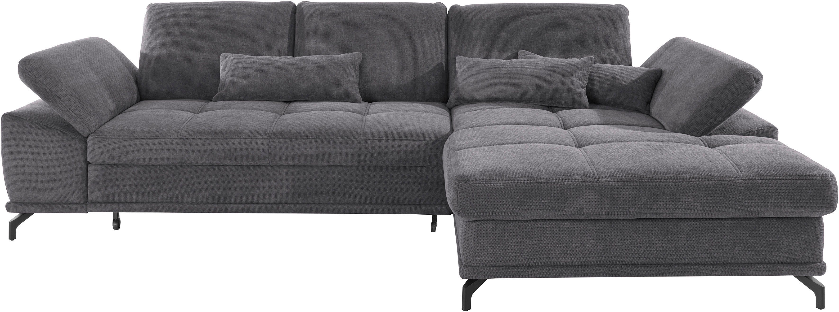 Places of Style Ecksofa Costello L-Form, mit Sitztiefenverstellung, Armteilverstellung und, 3 Nierenkissen, optional Bettfunktion und Bettkasten