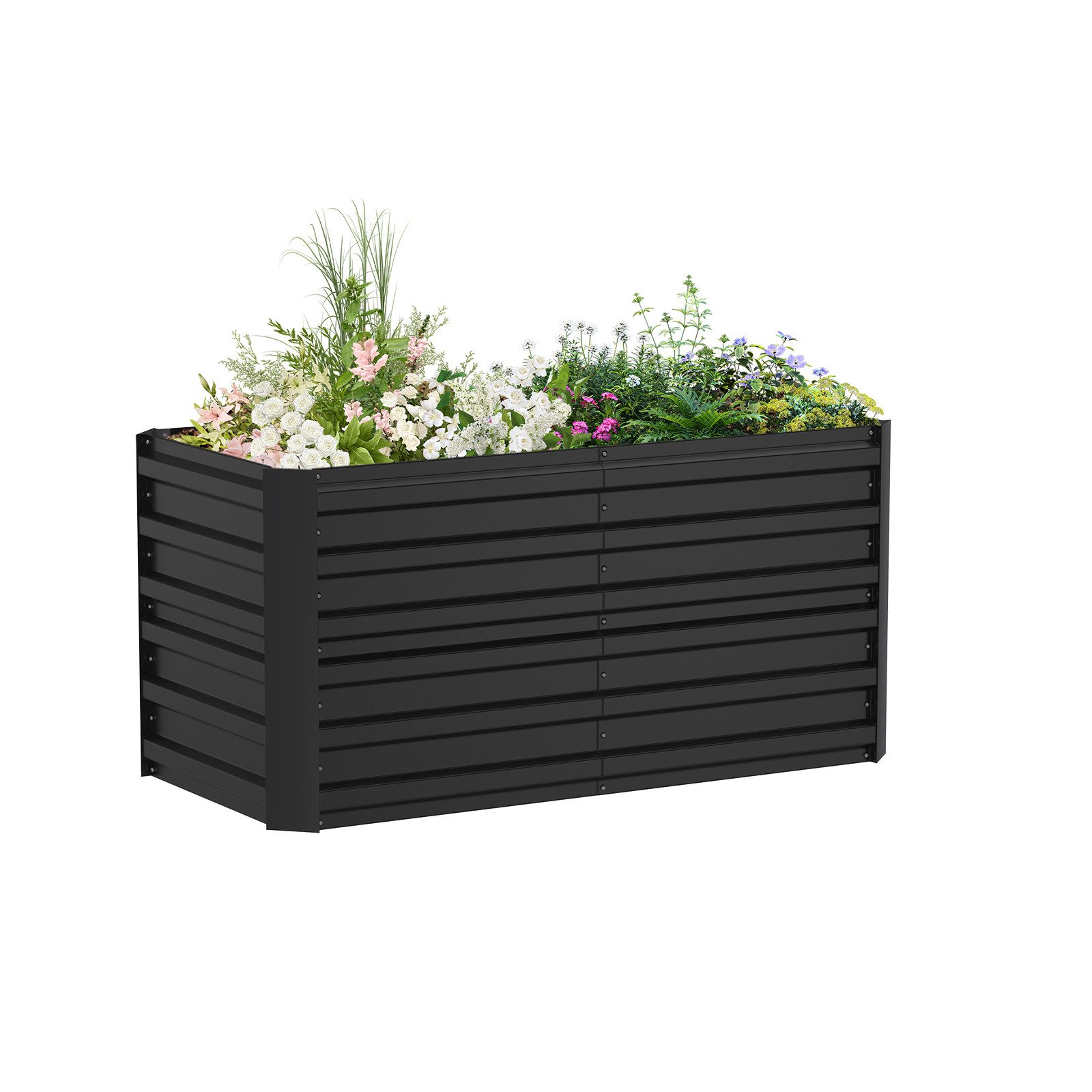 FIVMEN Hochbeet Metall Rechteckig - Verzinktes Gartenbeet aus Stahl (rostfrei & wetterfest, für Gemüse, Kräuter & Blumen, Pflanzkasten für Garten, Balkon & Terrasse)