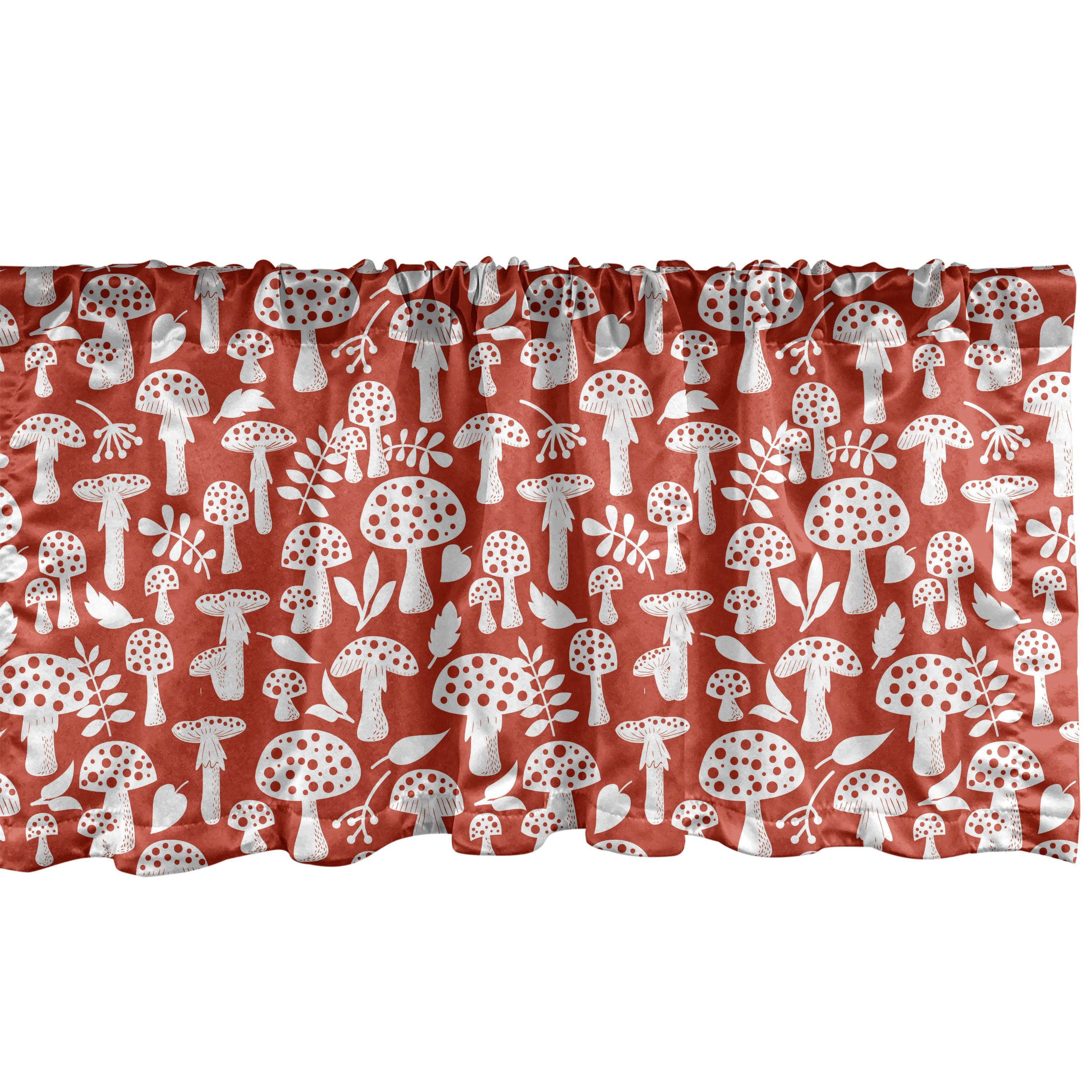 Scheibengardine Vorhang Volant für Küche Schlafzimmer Dekor mit Stangentasche, Abakuhaus, Microfaser, Pilz Blättern Beeren Amanita