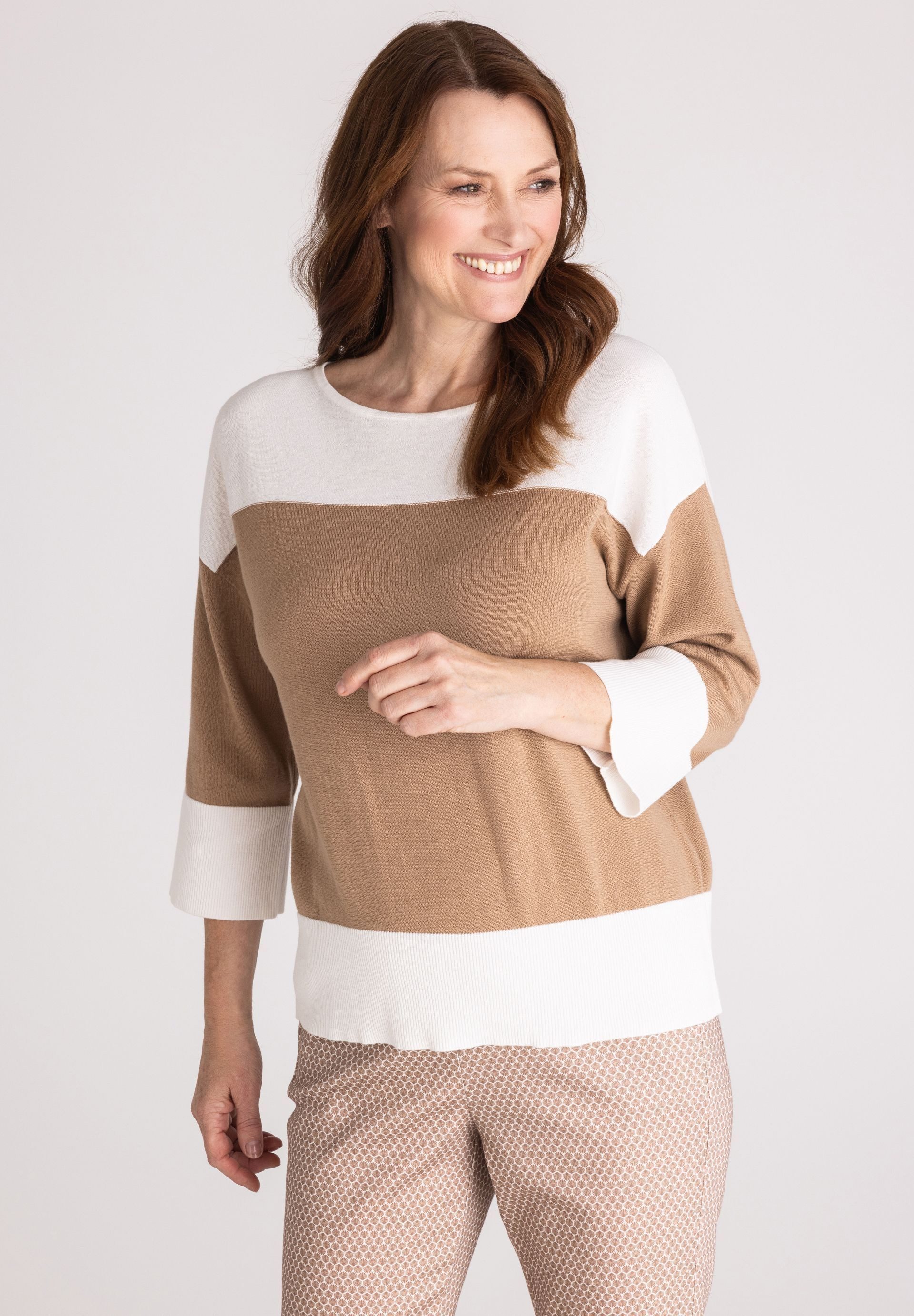 FRANK WALDER Strickpullover im Colorblocking Design