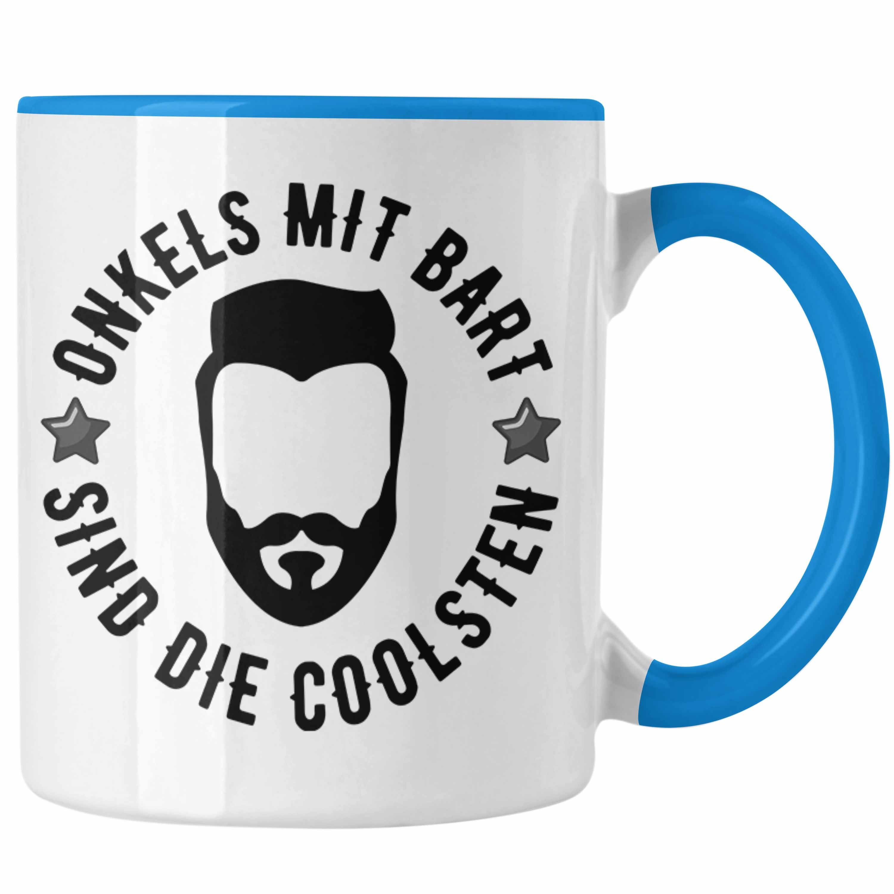 Trendation Tasse Kaffeetasse Onkel Blau Tasse Geschenkidee mit Geschenk - Bart Trendation