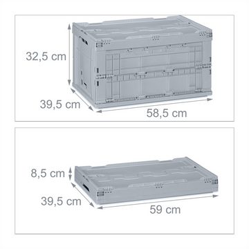 relaxdays Klappbox 2 x Transportbox 60 L mit Deckel