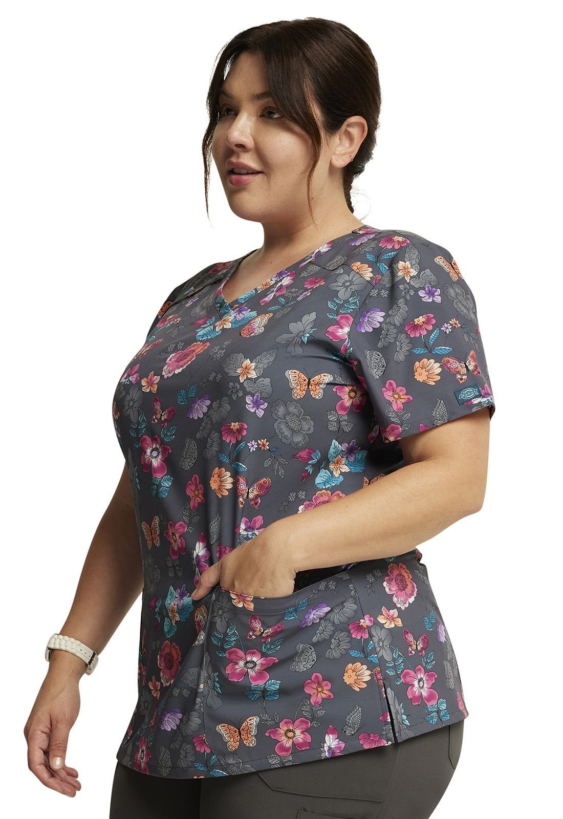 Dickies Funktionsbluse Bunt bedruckter Damen Kasack "Schmetterlinge" Kasack mit Motiv