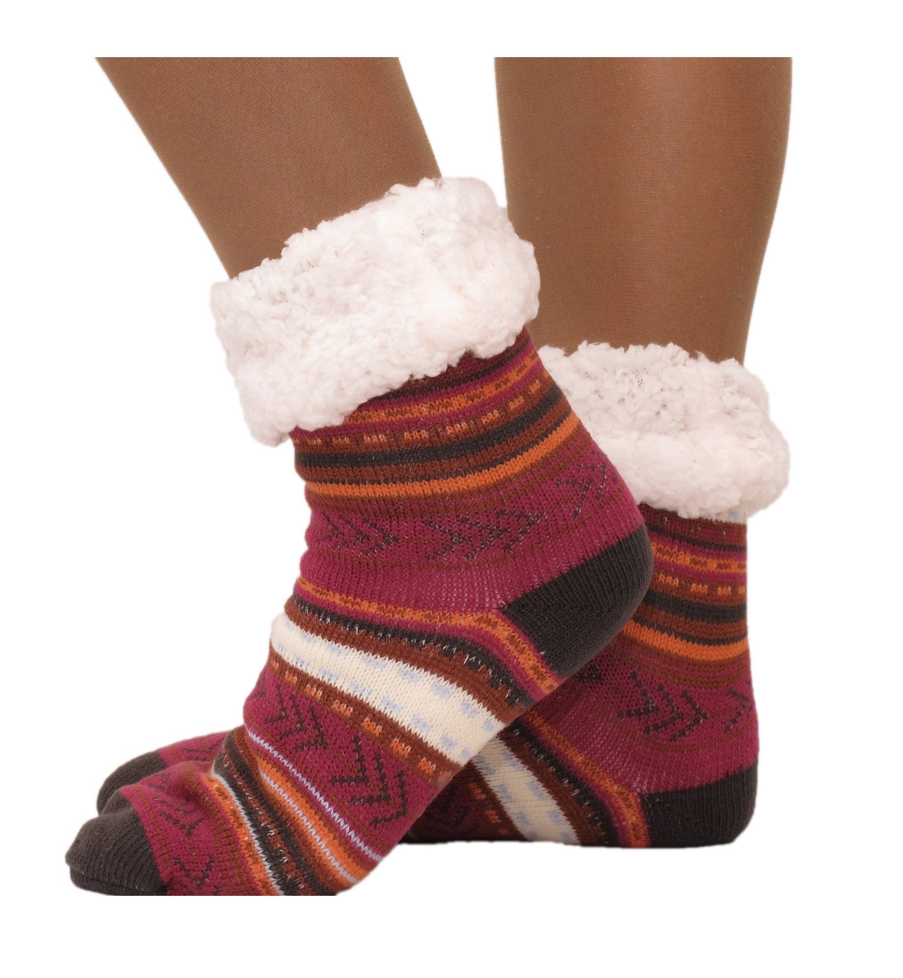 Markenwarenshop-Style Haussocken Hüttensocken Hüttenschuhe Hausschuhe India Style ABS Teddy 35-42