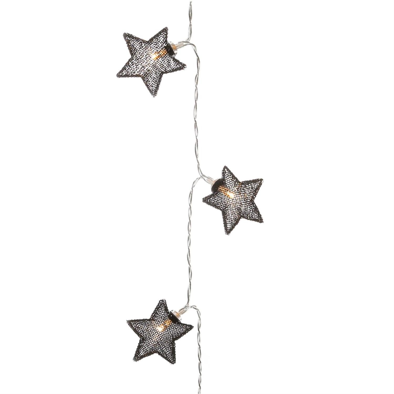 MARELIDA LED-Lichterkette 10 schwarze Sterne beleuchtet Dekolichterkette Weihnachten 0,9m, 10-flammig