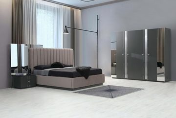 JVmoebel Schlafzimmer-Set Stilvolles Schlafzimmer Bett Edle Möbel Nachttische Designer Schrank, (4-St., 1x Bett+2x Nachttische+1x Kleiderschrank), Made in Europa