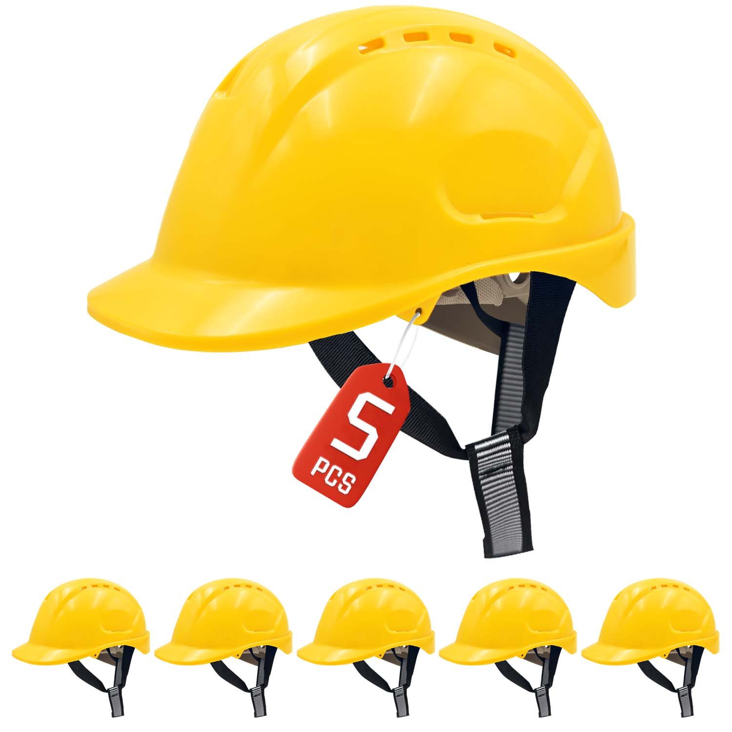 Mustbau Schutzhelm EN397 Sicherheitshelm, Arbeitshelm mit ABS-Material (5-tlg), Bauhelm, 52-66cm Einstellbar