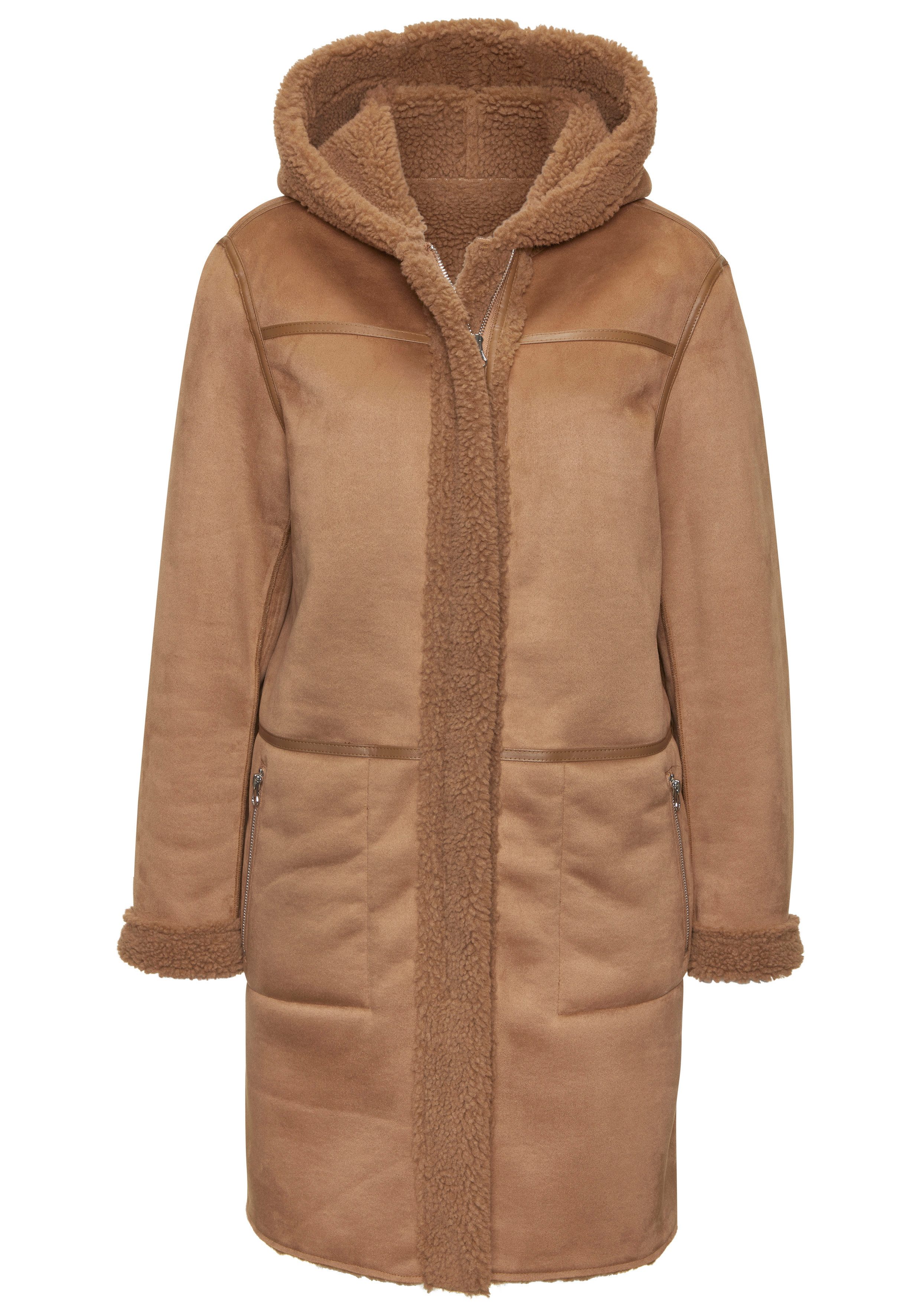 French Connection Lederimitatjacke mit Teddyfutter auf der Innenseite, Shearling Jacke, Lammfelloptik. € 199,00