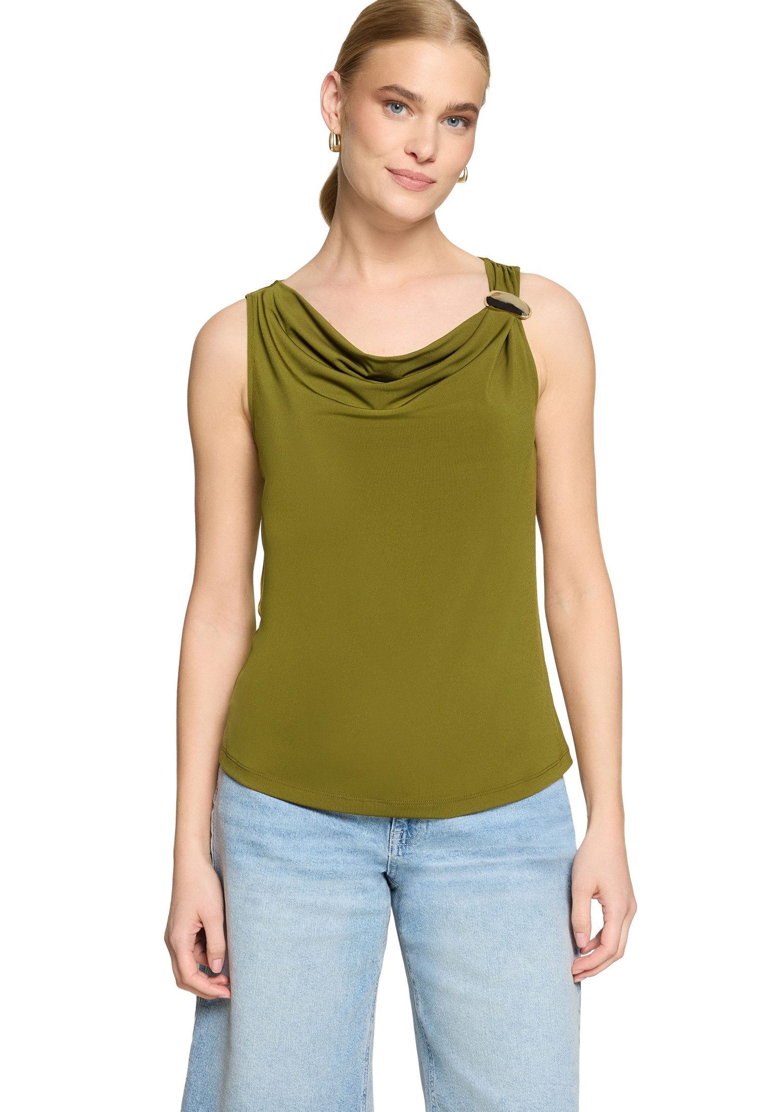 Zero T-Shirt Damen mit Wasserfallausschnitt (1-tlg) Material