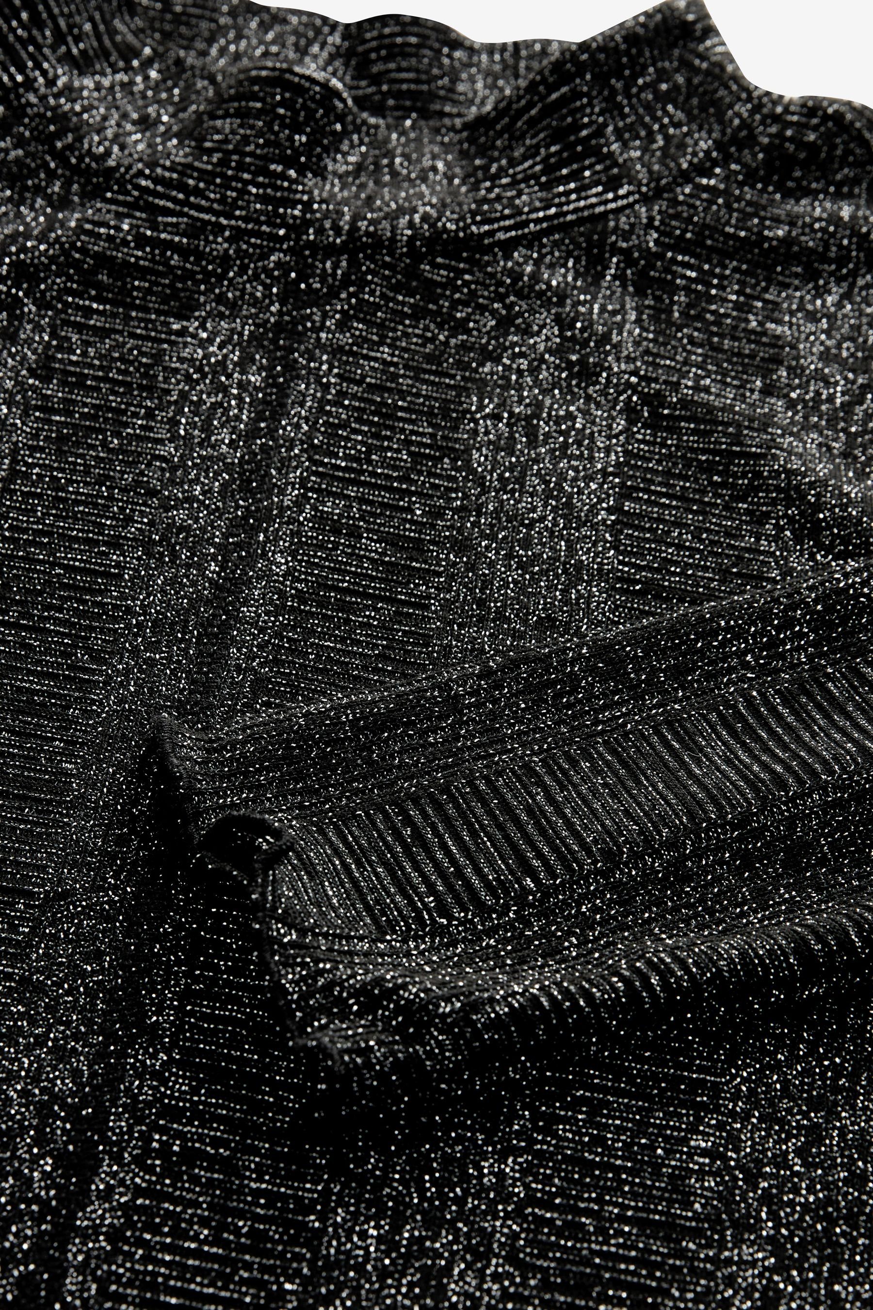 Black Next Glitzerndes (1-tlg) Stehkragenpullover Langarm-Shirt geripptes mit Stehkragen