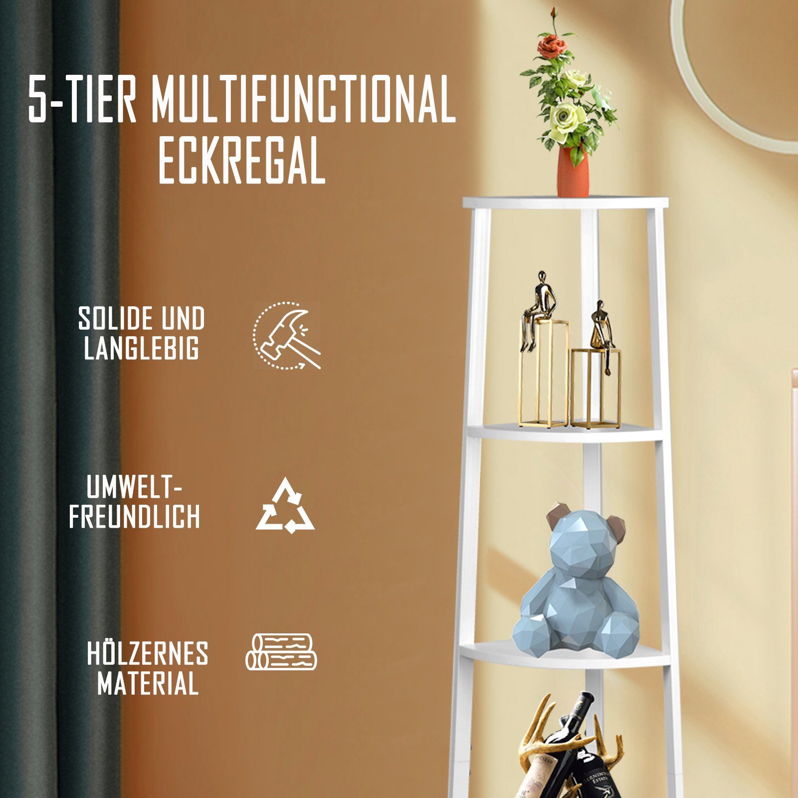 BIGTREE Eckregal »Aufbewahrungsregal mit 5 Ebenen und Metallrahmen