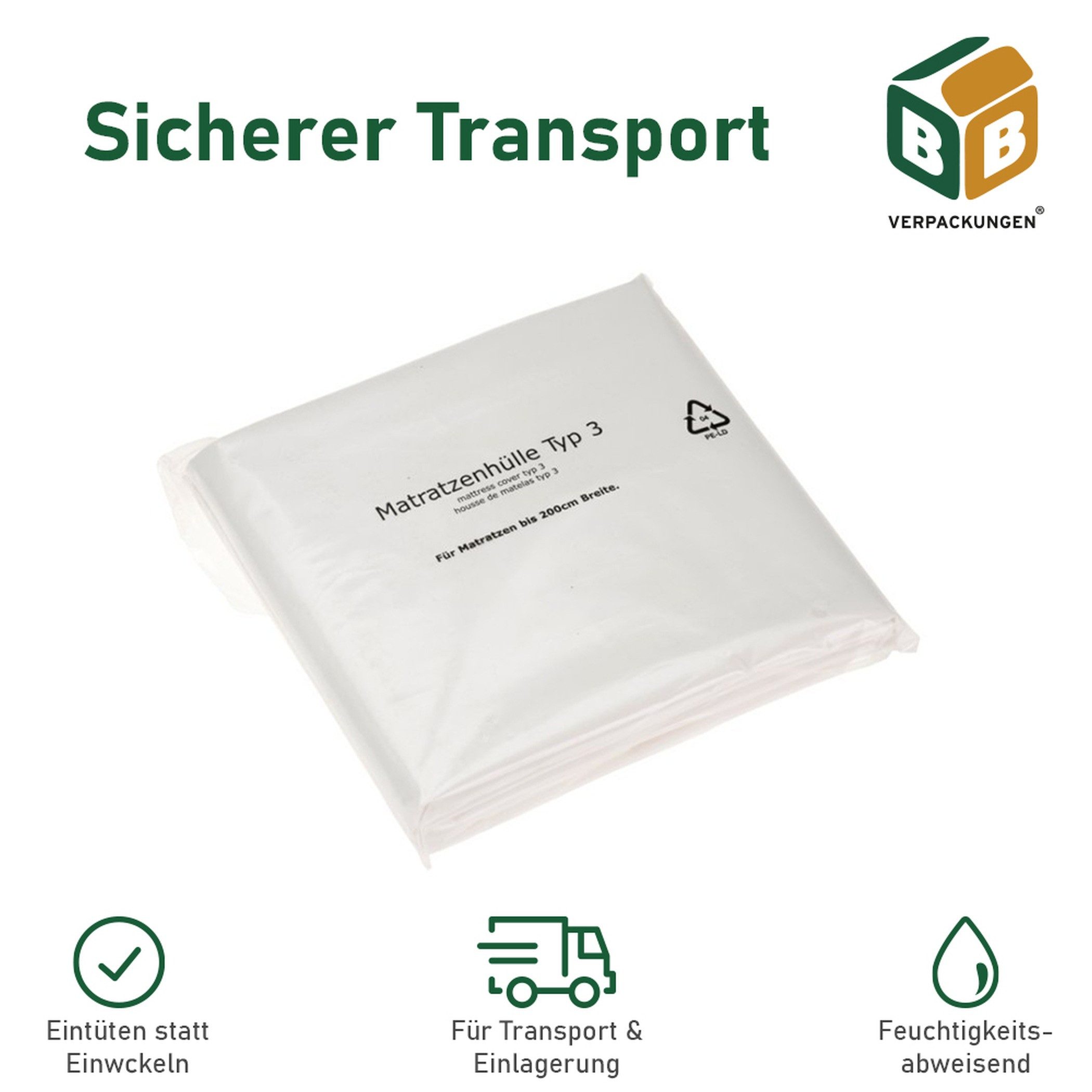 Matratzenschutzbezug Matratzenhülle Typ 3 BB-Verpackungen, 2300 x 2350 mm, günstig online kaufen