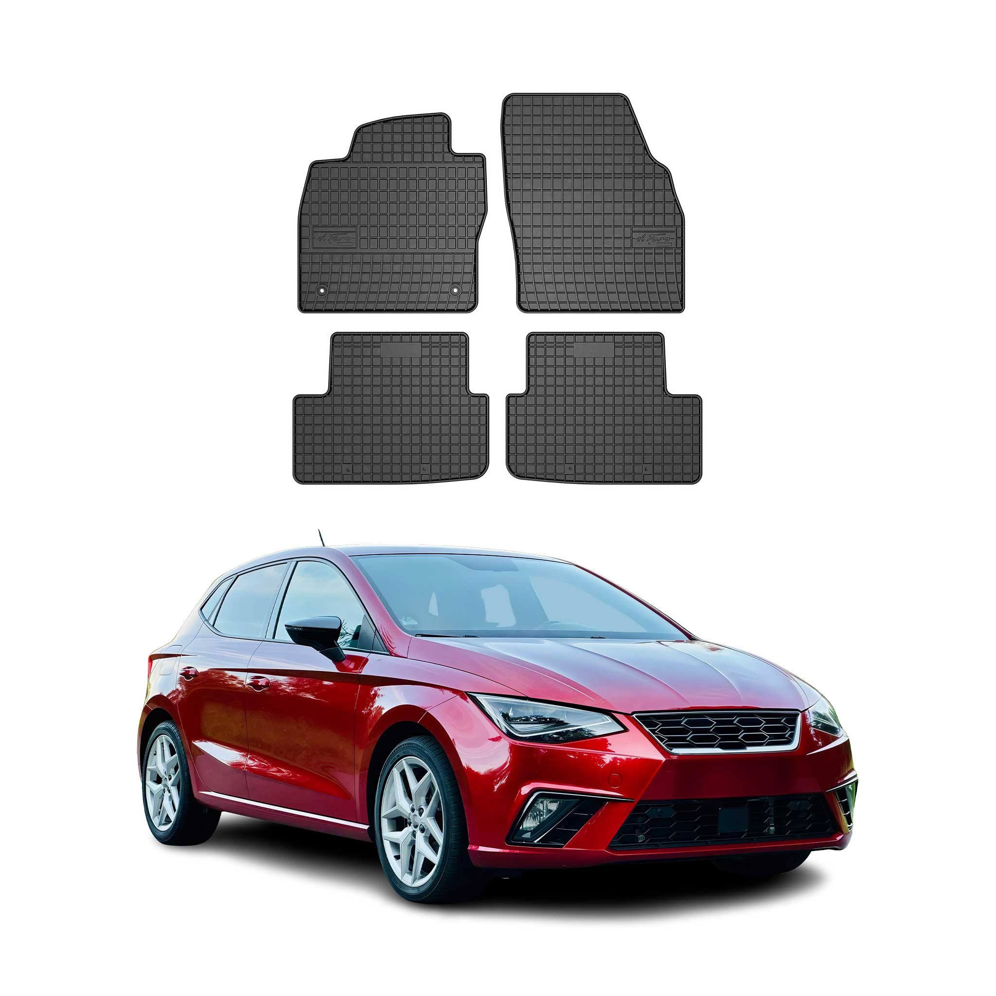 OMAC Auto-Fußmatten für Seat Ibiza 2017-2025 Gummimatten Schwarz (4 St), für Seat Ibiza 2017-2025 Seat Ibiza 2017-2025, Antirutsch,Wasserfest,Einfache Installation