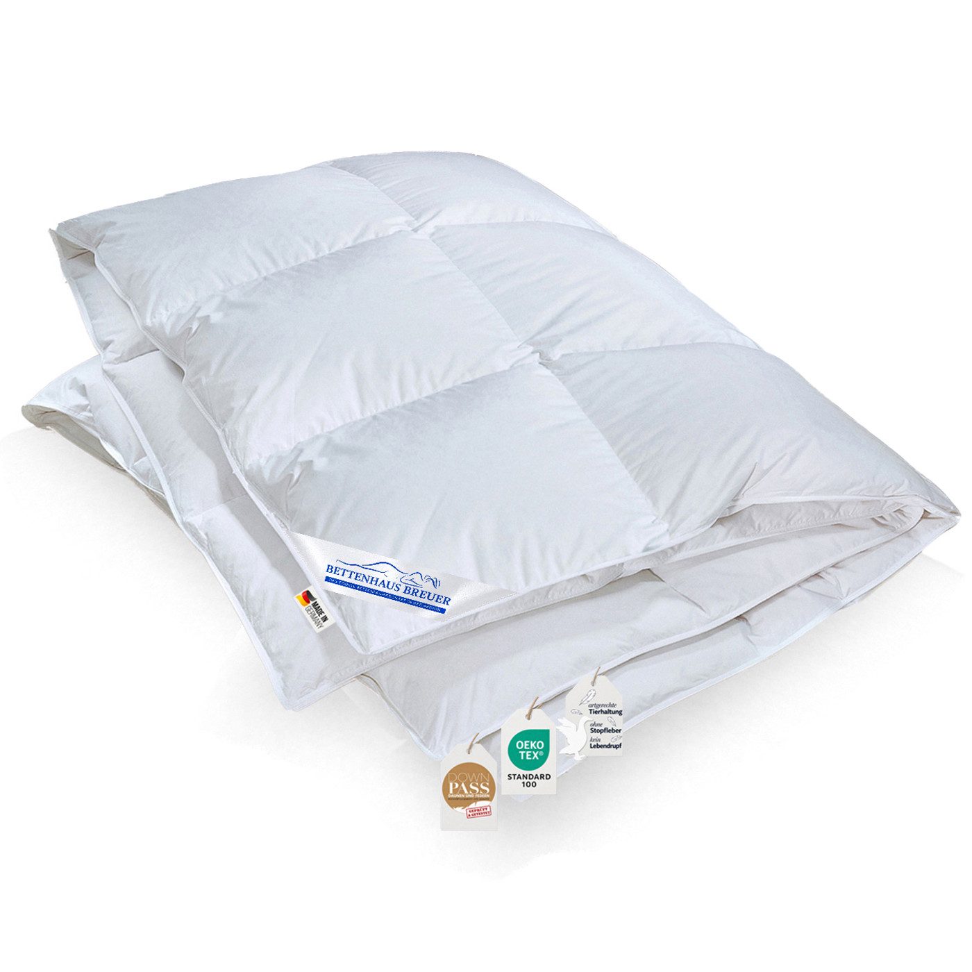 SPESSARTTRAUM Daunenbettdecke Daunendecke warme premium Daunen Bettdecke 135x200 Daunenpass 850g, Füllung: 90% Daunen, 10% Federn, Bezug: 100% Baumwolle, Allergikergeeignet