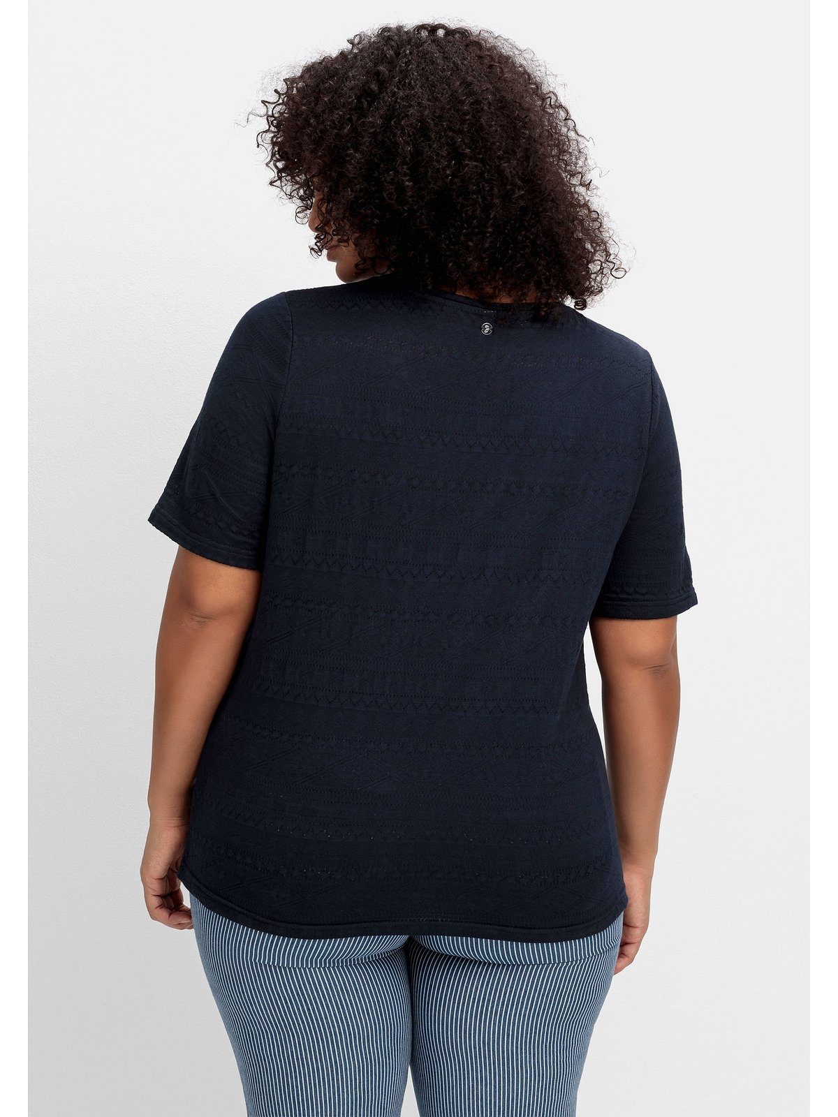 Sheego T-Shirt tailliert Größen mit Große Jacquardmuster, leicht