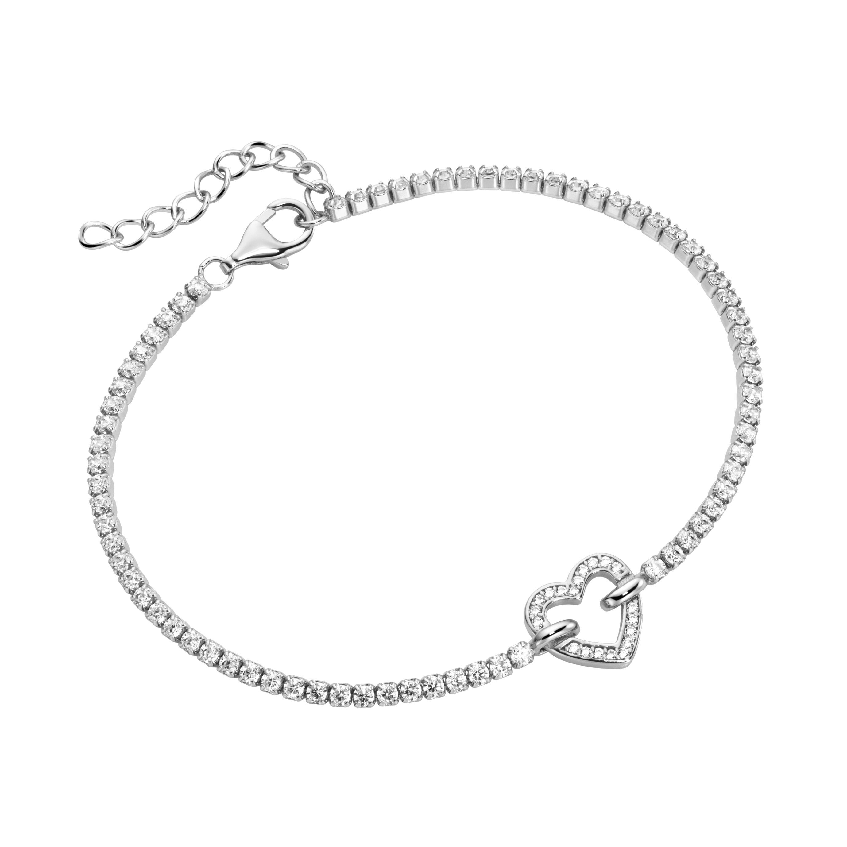 Smart Jewel Armband Zirkonia Steine, Herz, Silber 925, Anlaufgeschützt  durch hochwertige Rhodiumveredelung