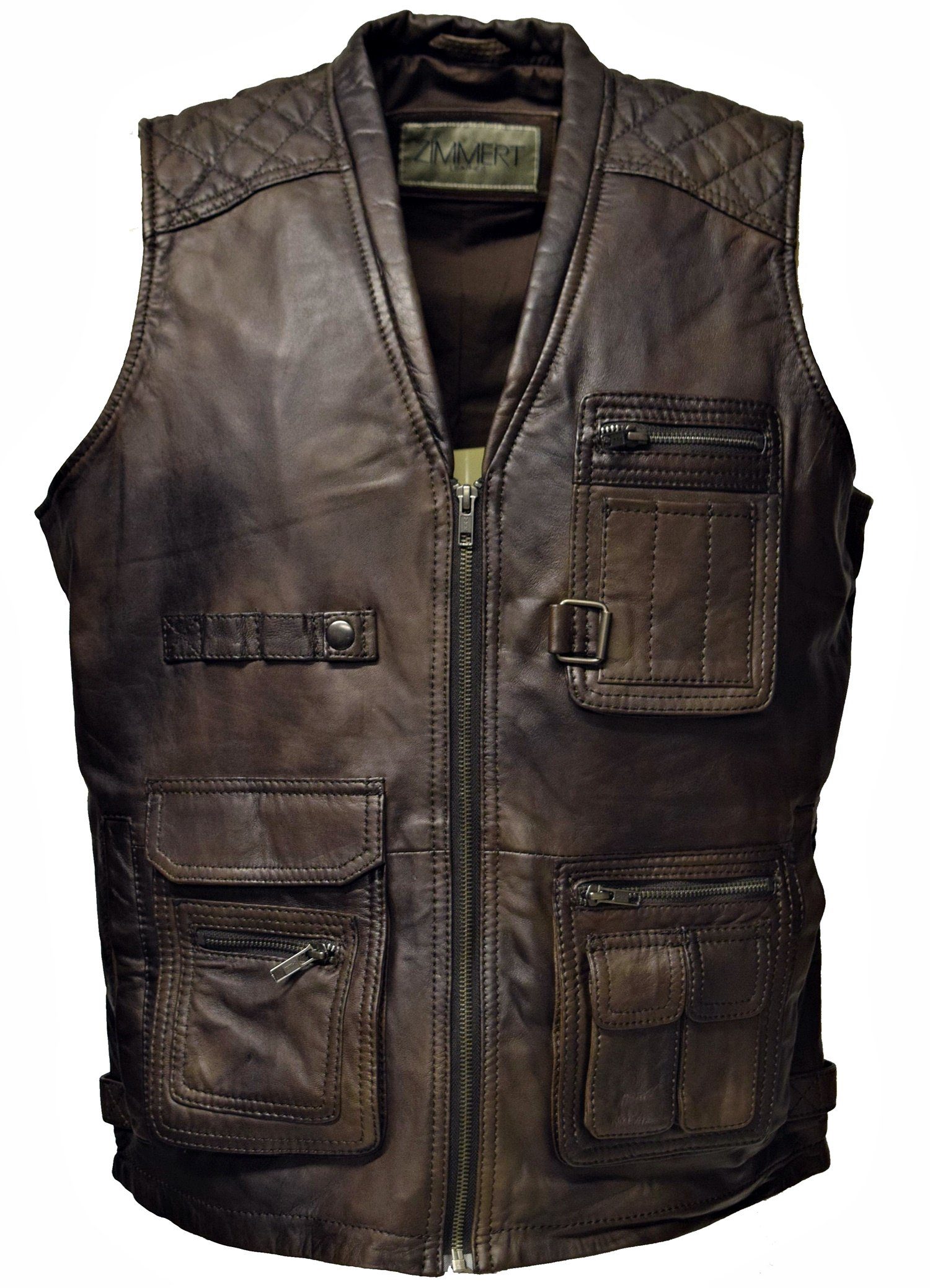 Zimmert Leather Lederweste Nilo praktische Fronttaschen