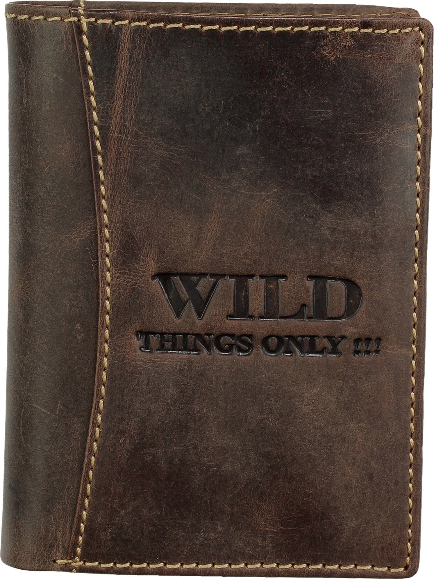 Wild Things Only !!! Geldbörse Wild Things Only Unisex Brieftasche (Portemonnaie, Portemonnaie), Herren, Damen Portemonnaie Echtleder Größe ca. 9,5cm, braun