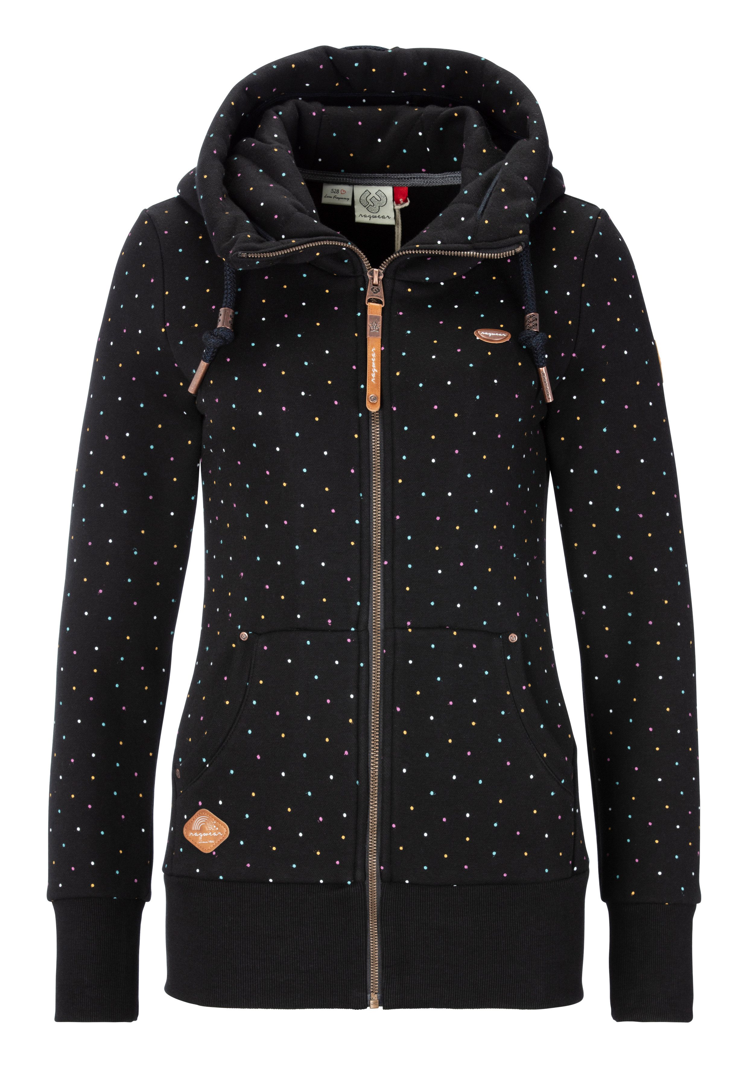 Ragwear Kapuzensweatjacke NESKA DOTS MULTICOLOR ZIP günstig online kaufen