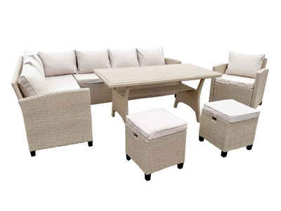 Green Spirit Gartenlounge-Set Garten Ecklounge Set Alpina braun, (Set, 6-tlg), für bis zu 9 Personen