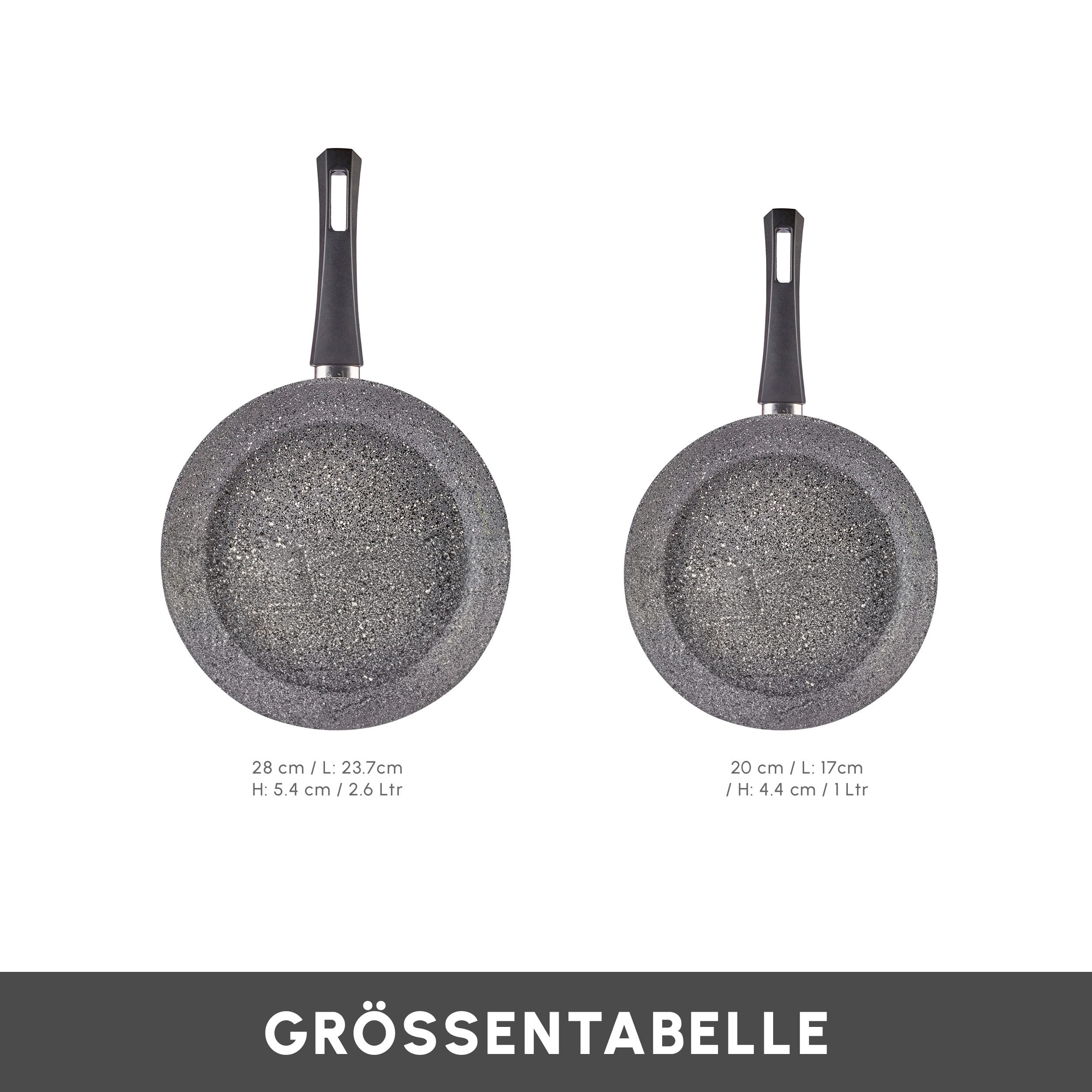 Karaca Topf-Set Gris Biogranit Pfannenset, 2-teilig, Pfannenset Bratpfanne Kochgeschirr Pfannenset, 2-tlg
