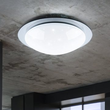 LeuchtenDirekt LED Deckenleuchte, LED-Leuchtmittel fest verbaut, Kaltweiß, Warmweiß, Neutralweiß, Tageslichtweiß, Deckenleuchte Badezimmer IP44 Deckenlampe Sternenhimmel-