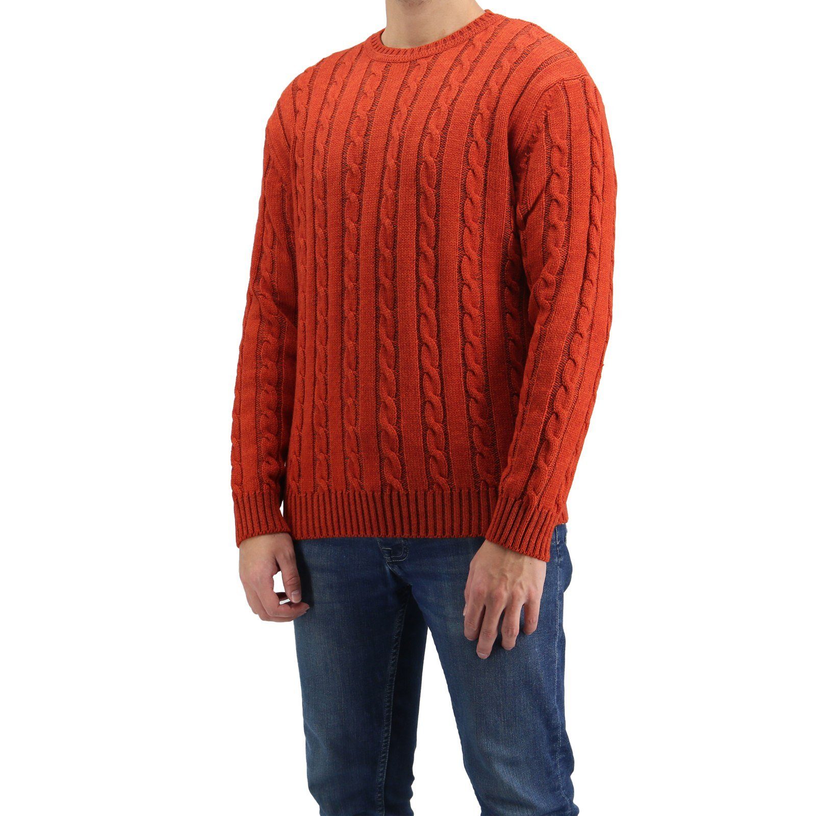 Second Hand Wollpulli Rot Wolle Pullover Zopfmuster Herren