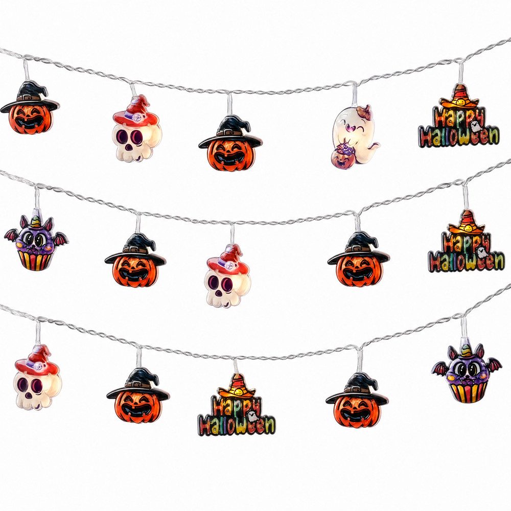 Bomiclss LED-Lichterkette Halloween Lichterkette, 3M 20LED Kürbis Lichterkette Batterie, 2 Modi Wetterfest Halloween Deko Outdoor für Garten, Party