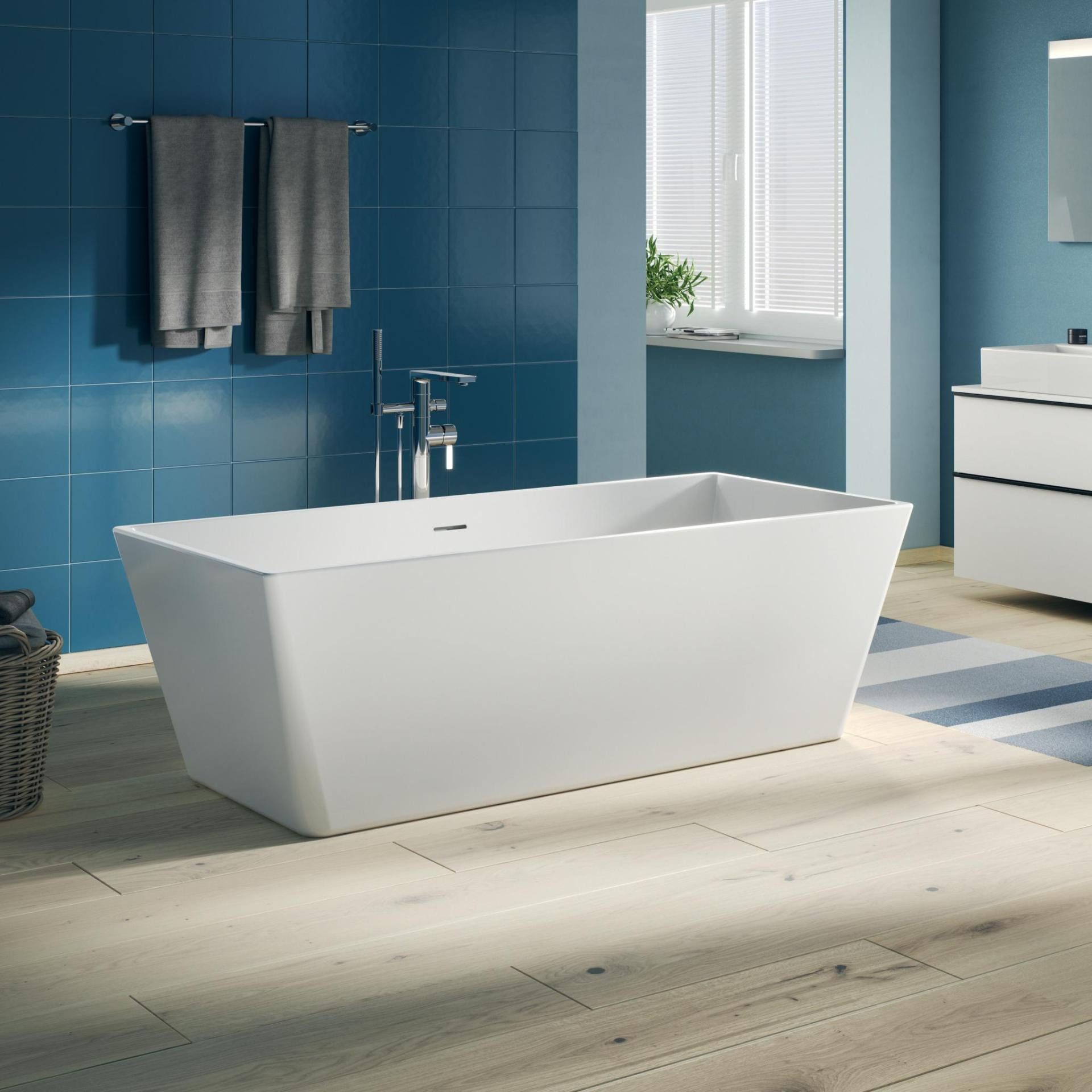 Duravit Badewanne DURAVIT DuraSkye Badewanne 1500x700 mm Rechteckige Wanne Freistehend, nahtlose Acrylverkleidung