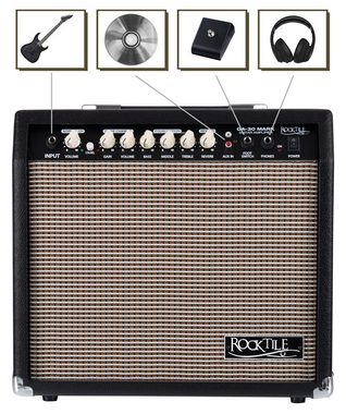 Rocktile GA-30 Mark Gitarrenverstärker Verstärker (Anzahl Kanäle: 2 (Normal/Drive), 50 W, Gitarrencombo - 2-Band-EQ pro Kanal - Mit Federhall-Effekt & Effektweg)