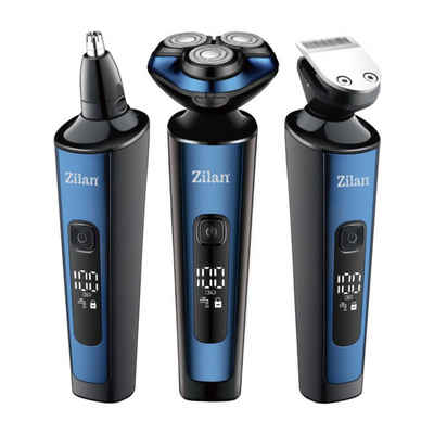 Zilan Elektrorasierer ZLN-8726, 3-4-5-6mm Haartrimmeraufsätze, Rasieraufsatz,Nasen- und Ohrhaartrimmer, 4-in-1,LED Display,IPx6 Wasserdicht
