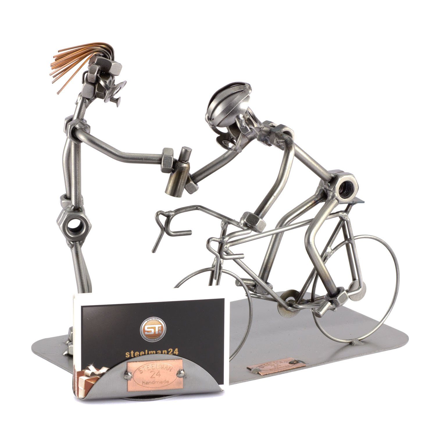 Steelman24 Dekofigur Fahrradrennen Mit Visitenkartenhalter