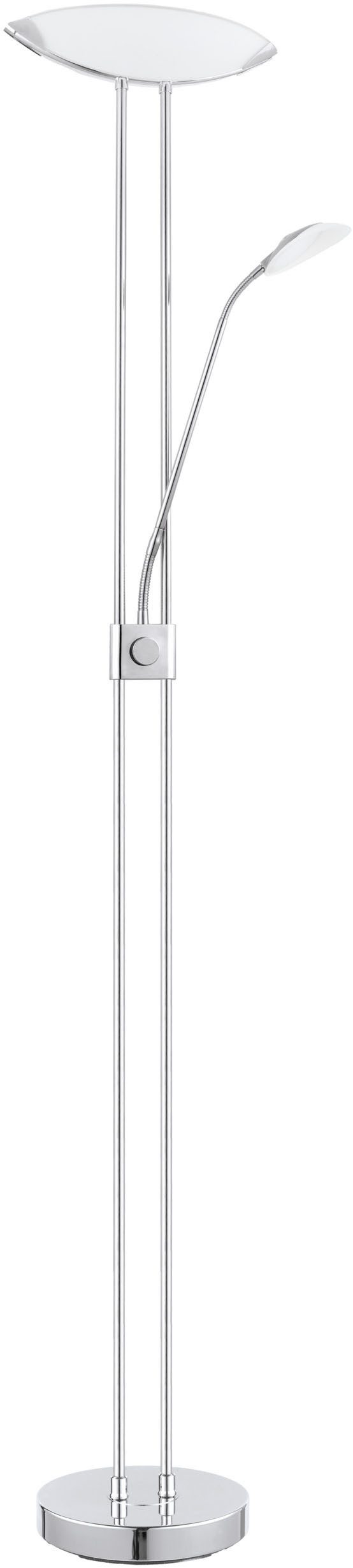 EGLO Stehlampe BAYA LED Stehlampe - Stahl - LED;LED;LED - 20W;2,5W;2,5W - IP20, Dimmfunktion, Ein-/Ausschalter, Lesearm, mehrere Helligkeitsstufen, LED fest integriert, Warmweiß, Standleuchte, Leselampe, Wohzimmer, Schlafzimmer, L36 x H180 cm