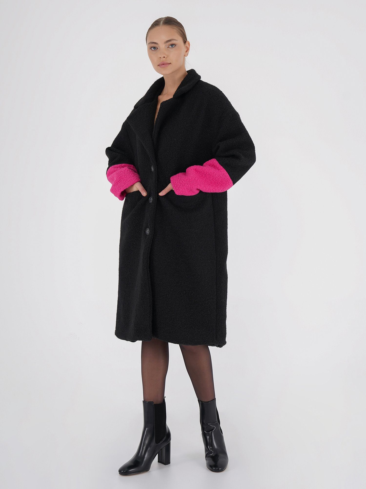 Freshlions Wollmantel Plush Freshlions Coat rosa Long