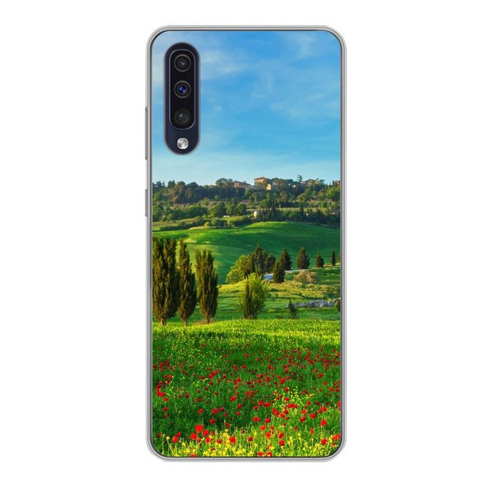 MuchoWow Handyhülle Toskana - Landschaft - Blumen Handyhülle Samsung Galaxy A30s Smartphone-Bumper Print Handy