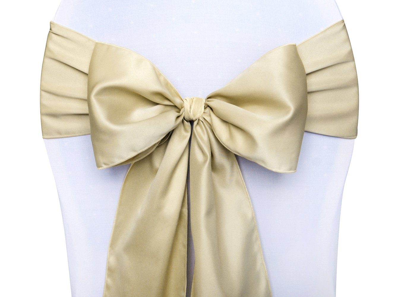 partydeco Kostüm, Stuhlschleifen Hochzeit 15x275cm Satin gold matt 10er Set