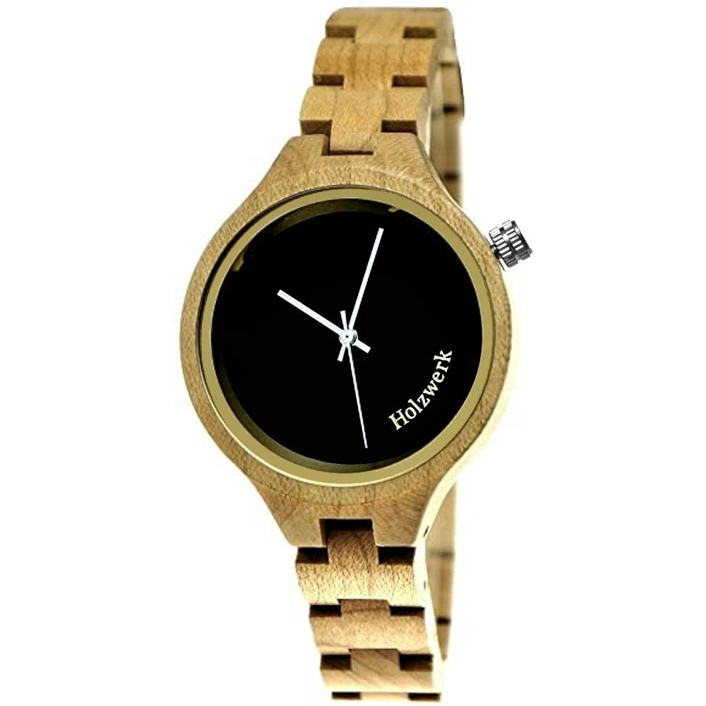 gold in Quarzuhr Uhr Armband kleine Ahorn & EGGESIN Holzwerk schwarz Damen beige, Holz