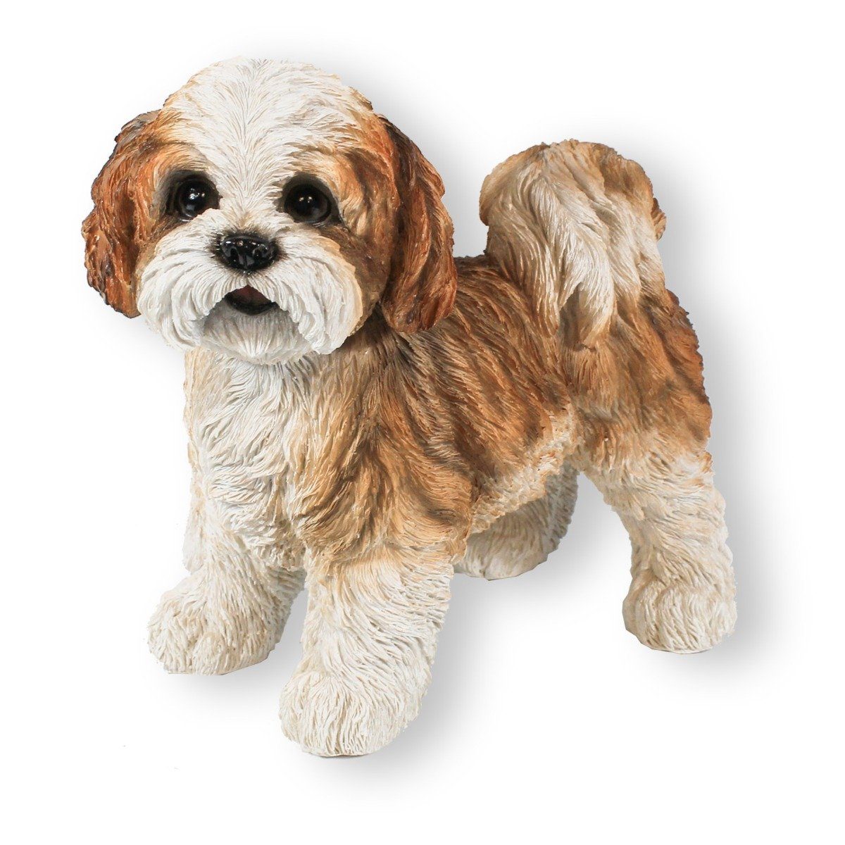colourliving Tierfigur Hunde Figur Shih Tzu Welpe stehend Tierfigur 23 cm, handbemalt, mit Filzplättchen, realistische Darstellung