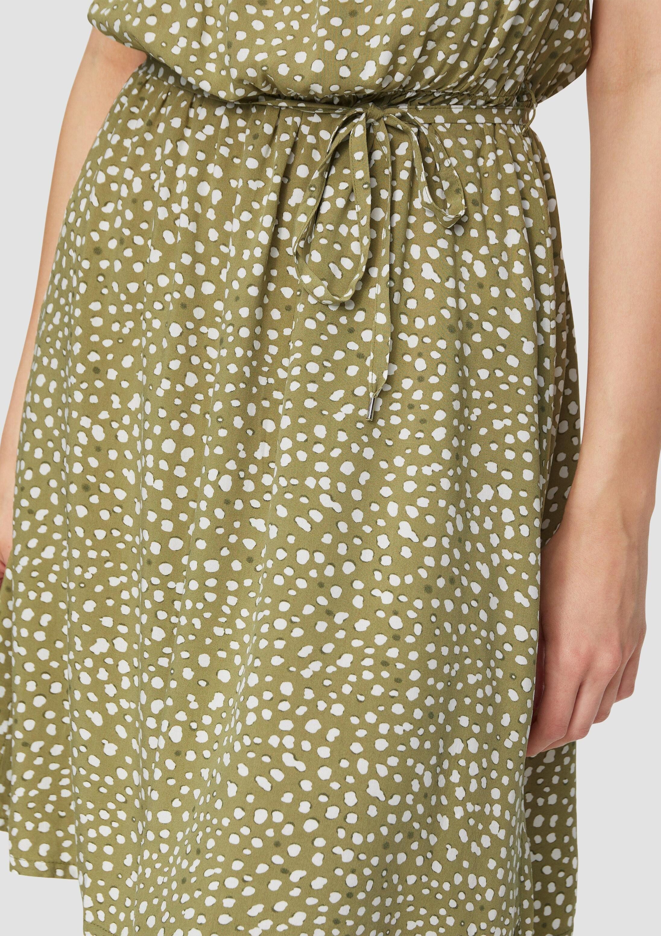 QS Minikleid Kleid Viskose-Kleid mit Cut-out und Bindeband